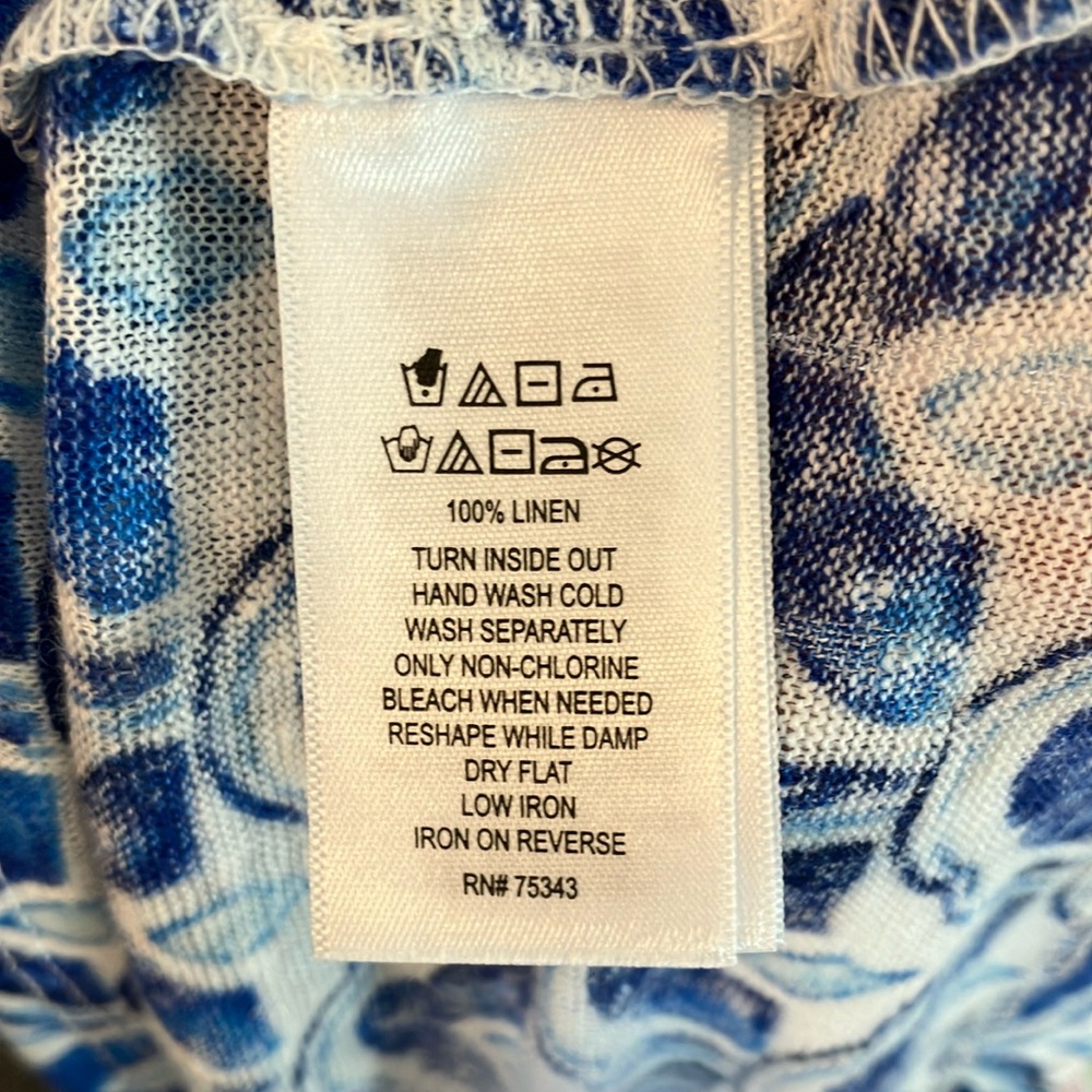 Blue and White Patterned Women's Top - Picture 3 of 3